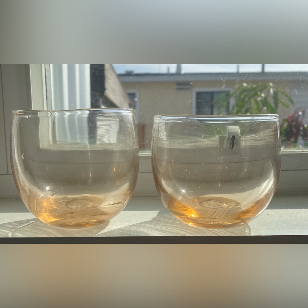 Set of 2 glassybaby champagne colored "Splash" drinkers.